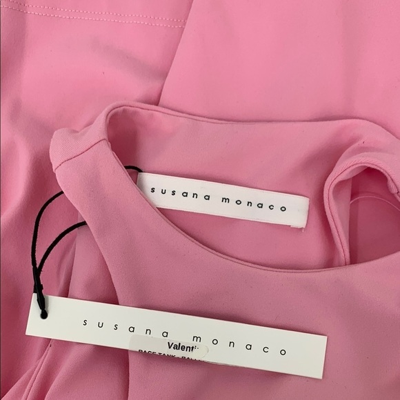 Susana Monaco racerback tank shirt top jersey knit stretch ballerina pink new XS - Picture 4 of 5
